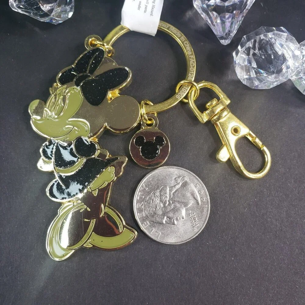 Disney Parks Minnie Mouse Keychain Glitter Hair Bow Bling Purse Clip Accessories